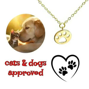 Paw print necklace cat or dog paw approved dainty minimalist coin jewelry
